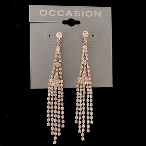 NEW rose gold rhinestone pierced earrings